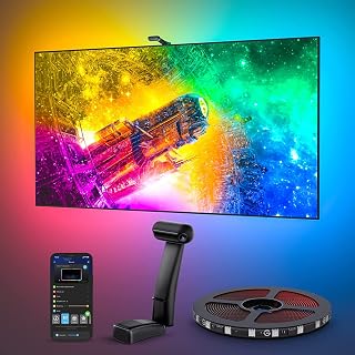 Govee Envisual TV LED Backlight T2 with Dual Cameras, 11.8ft RGBIC Wi-Fi LED Strip Lights for 55-65 inch TVs, Double Strip Light Beads, for Halloween Decorations, Xmas, Smart App Control, Music Sync