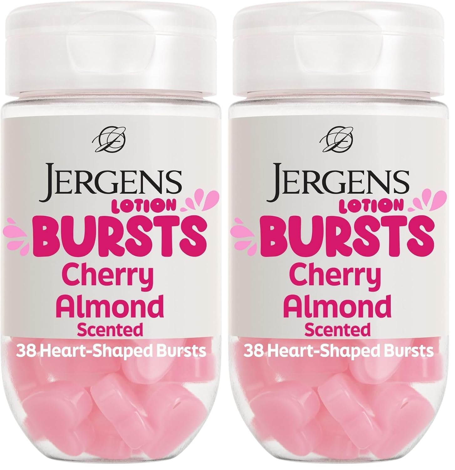 Jergens Cherry Almond Lotion Bursts, Squishy Heart-Shaped Moisturizer Bursts, Lotion Gifts for Teens, 38 Ct (Pack of 2)