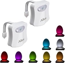 Toilet Night Light 2Pack by Ailun Motion Sensor Activated LED Light 8 Colors Changing Toilet Bowl Illuminate Nightlight for Bathroom Battery Not Included Perfect with Water Faucet Light