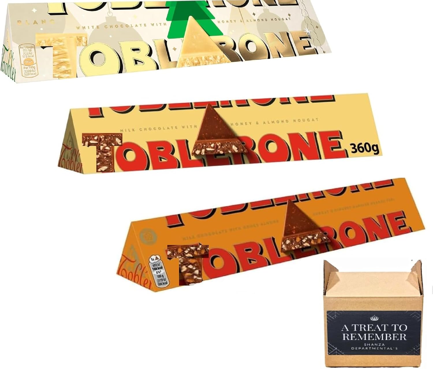 Tablerone Large Chocolate Bar Trio Bundle – 3 x 360g Bars | Indulgent Variety of Tablerone Orange Twist, Classic Milk Chocolate, and White Chocolate Bars | Perfect for Gifting, Sharing,