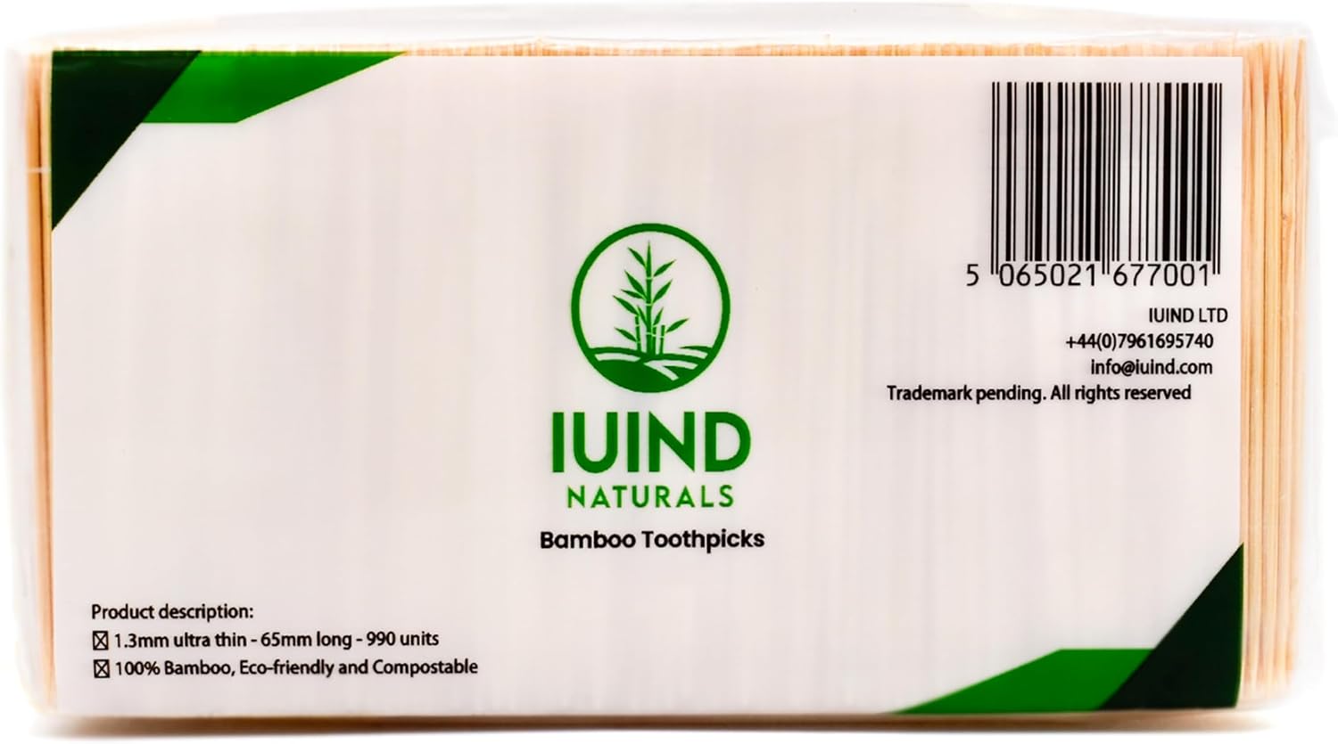 Thin(1.3mm) Bamboo Wooden Toothpicks - Cocktail Sticks - 65mm(2.5") Long, 990 Units per Pack - IUIND NATURALS