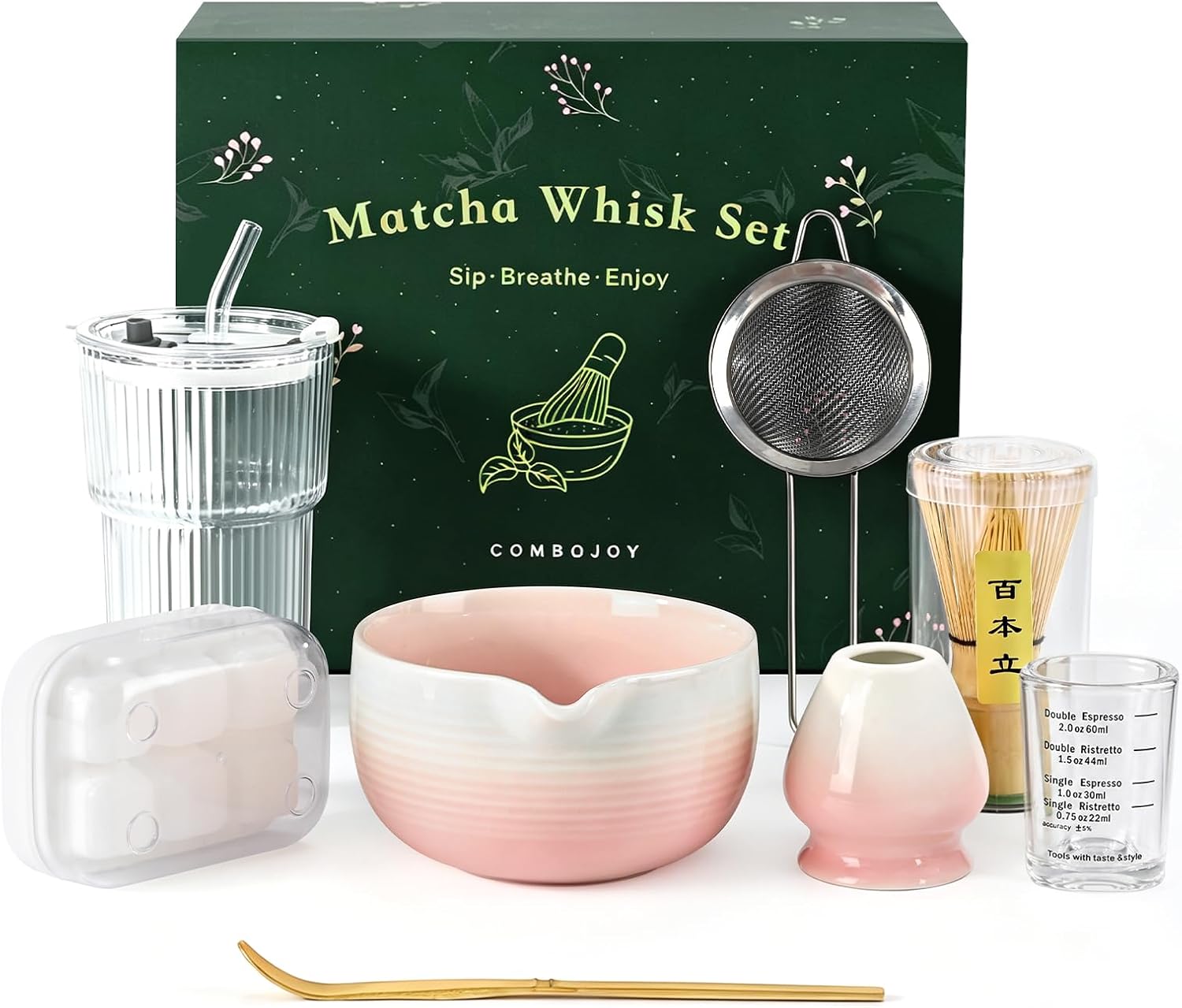 ComboJoy Matcha Set Complete Matcha Kit with matcha whsik pink