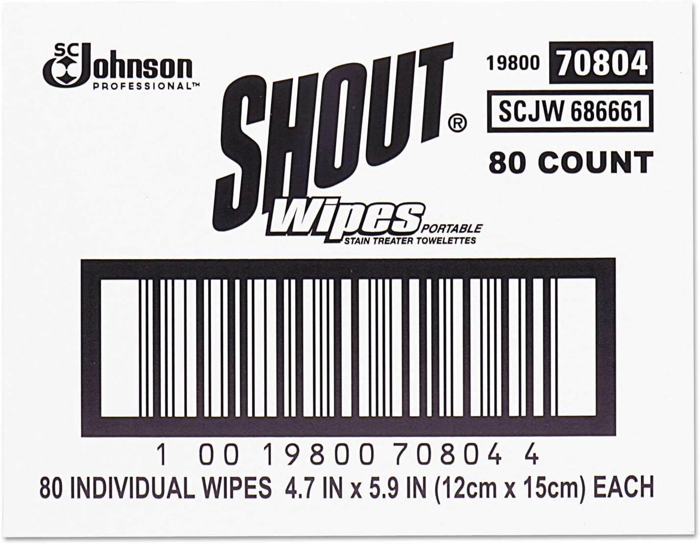 Shout Wipe & Go Stain Remover Wipes, 80 Count