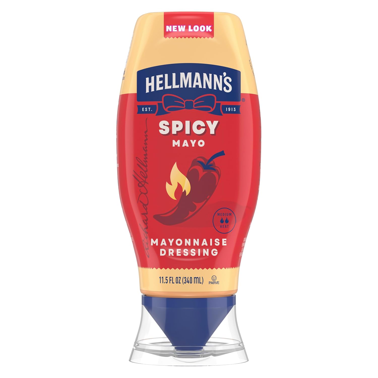 Hellmann's Spicy Mayonnaise Dressing Squeeze Bottle For a Rich, Creamy Condiment Made with Real Chili Peppers 11.5 oz