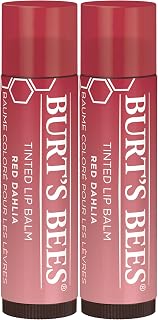 Burt's Bees Lip Tint Balm Stocking Stuffers Gifts, Long Lasting 2 in 1 Duo Tinted Balm Formula, Color Infused with Hydrating Shea Butter for a Natural Looking Buildable Finish, Red Dahlia (2-Pack)
