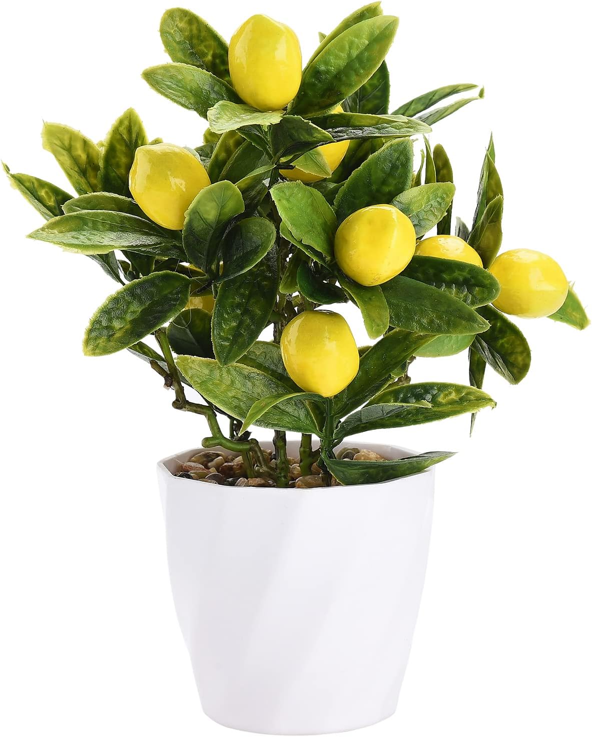 Aphmeir Artificial Lemon Tree Potted Plants, 10 Inch Artificial Fruit Bonsai Tree Lemon Decor, Yellow Lemon Decorations for Home Kitchen Decor(Yellow)