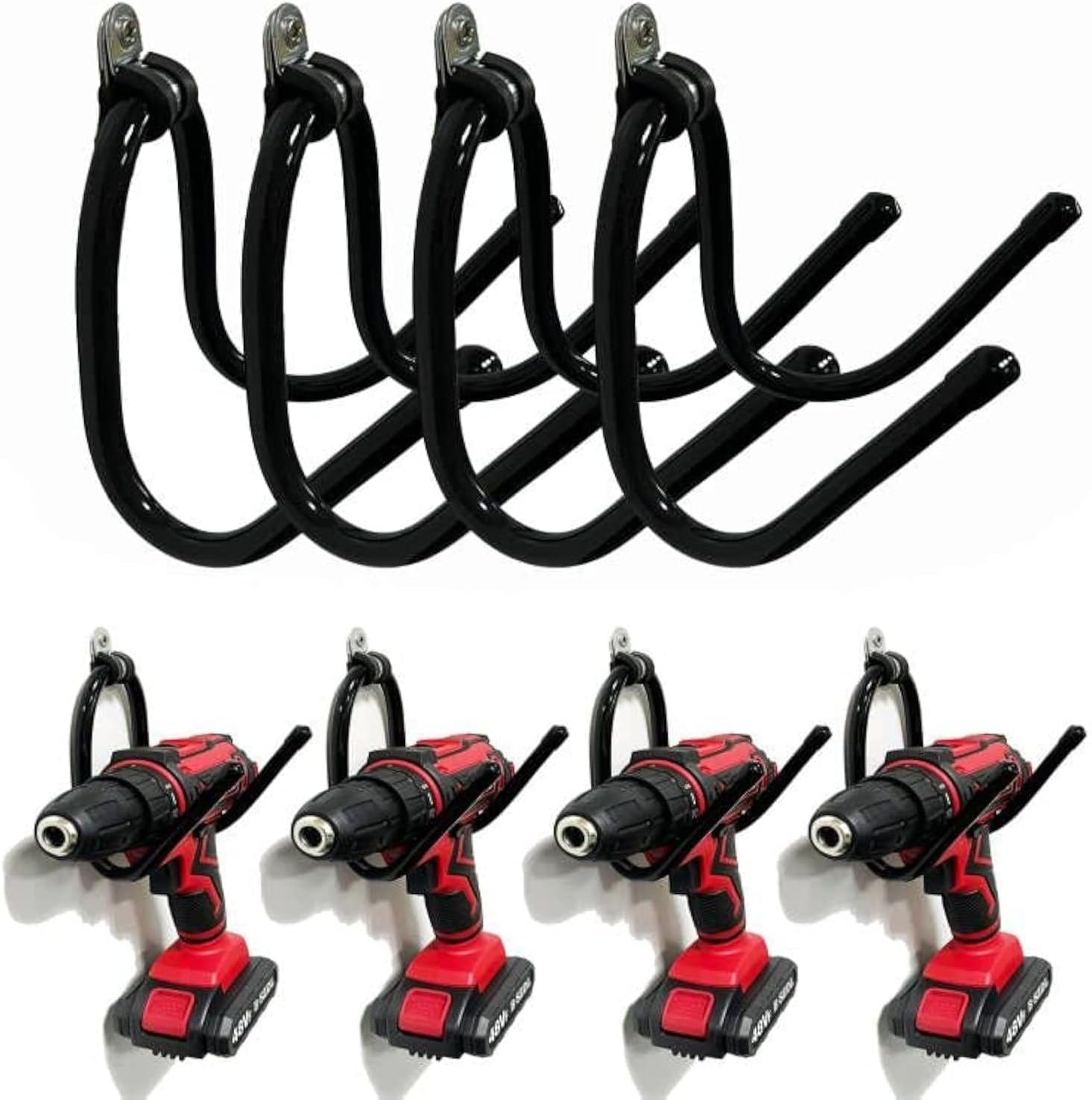 AUXPhome Power Tool Organizer,Wall Mount Garage Storage Rack,Power Tool Hanger Hook,Workshop/Home Organization Wall Hanger for Drill,Cable,Accessories Bag,tool box,Other Tools etc- Holds 4 Drills