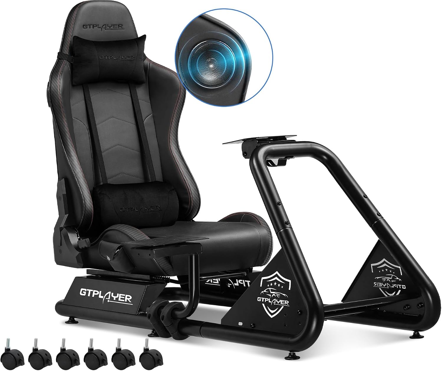 GTPLAYER Racing Simulator Cockpit with Seat, Sim Racing Cockpit Multi-function Adjustable Gaming Wheel Stand for G25 G27 G29 G920 G923 T300 PS5 PS4 Xbox, Without Wheel, Shifter & Pedals