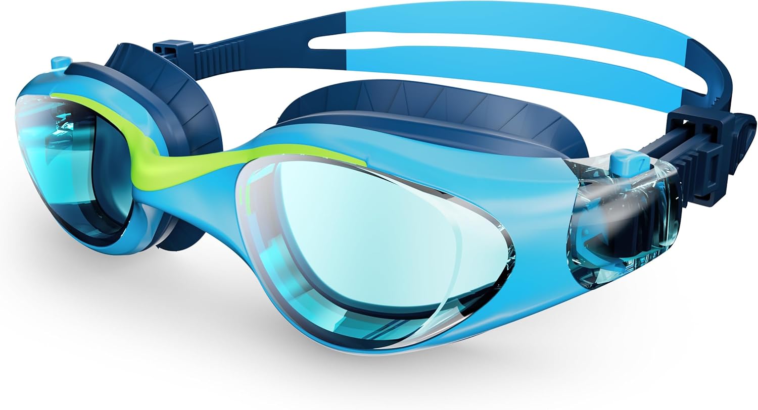 HIGAHY Kids Swimming Goggles - Adjustable Anti Fog Swimming Goggles Kids 6-14 years, UV Resist Junior Swim Goggles, Wide Clear Vision and Anti-Leak for Boys Girls