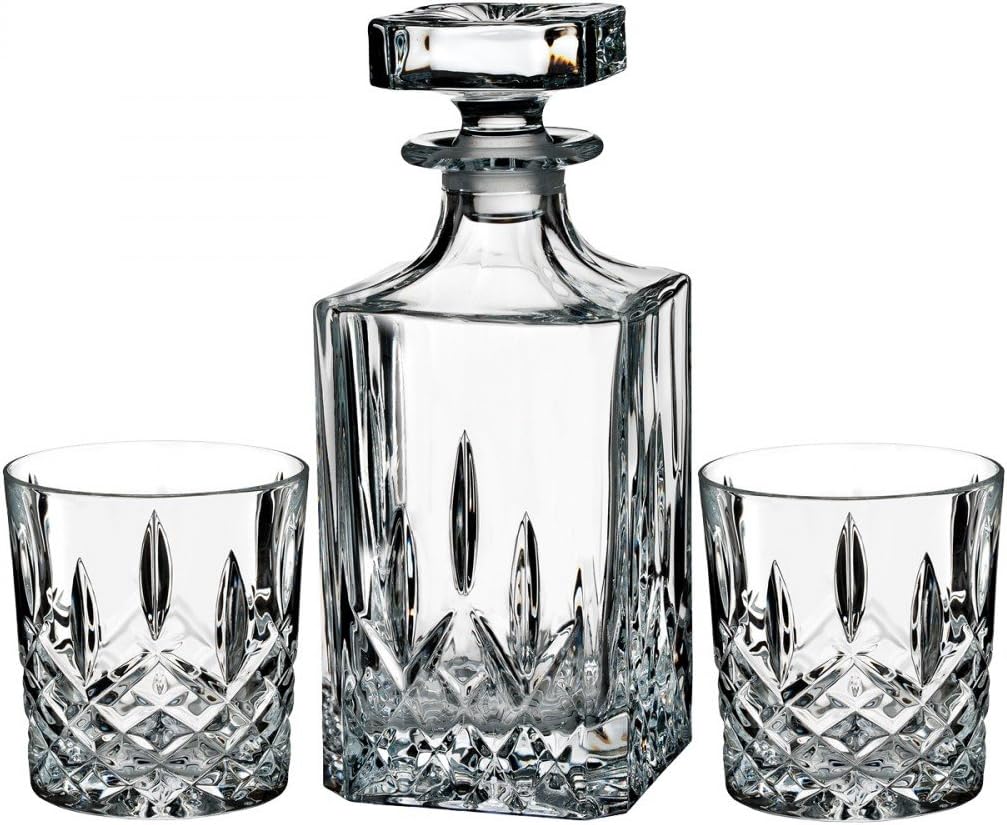 Marquis By Waterford Markham Square Decanter & Double Old Fashion Pair Decanter Set, 2 Count (Pack of 1), Clear, 30 fluid ounces