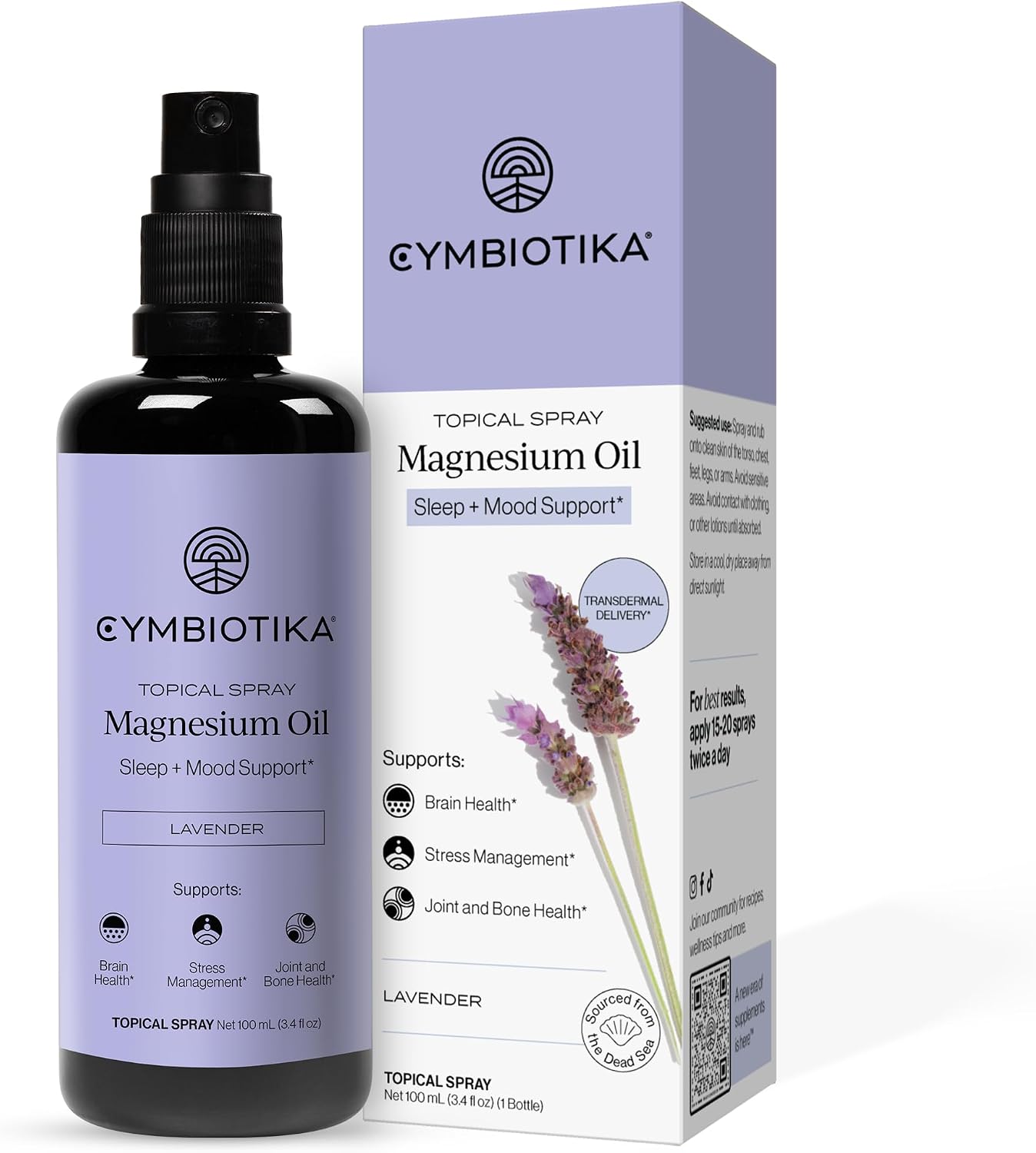 CYMBIOTIKA Topical Magnesium Oil Spray for Muscles, Recovery & Sleep