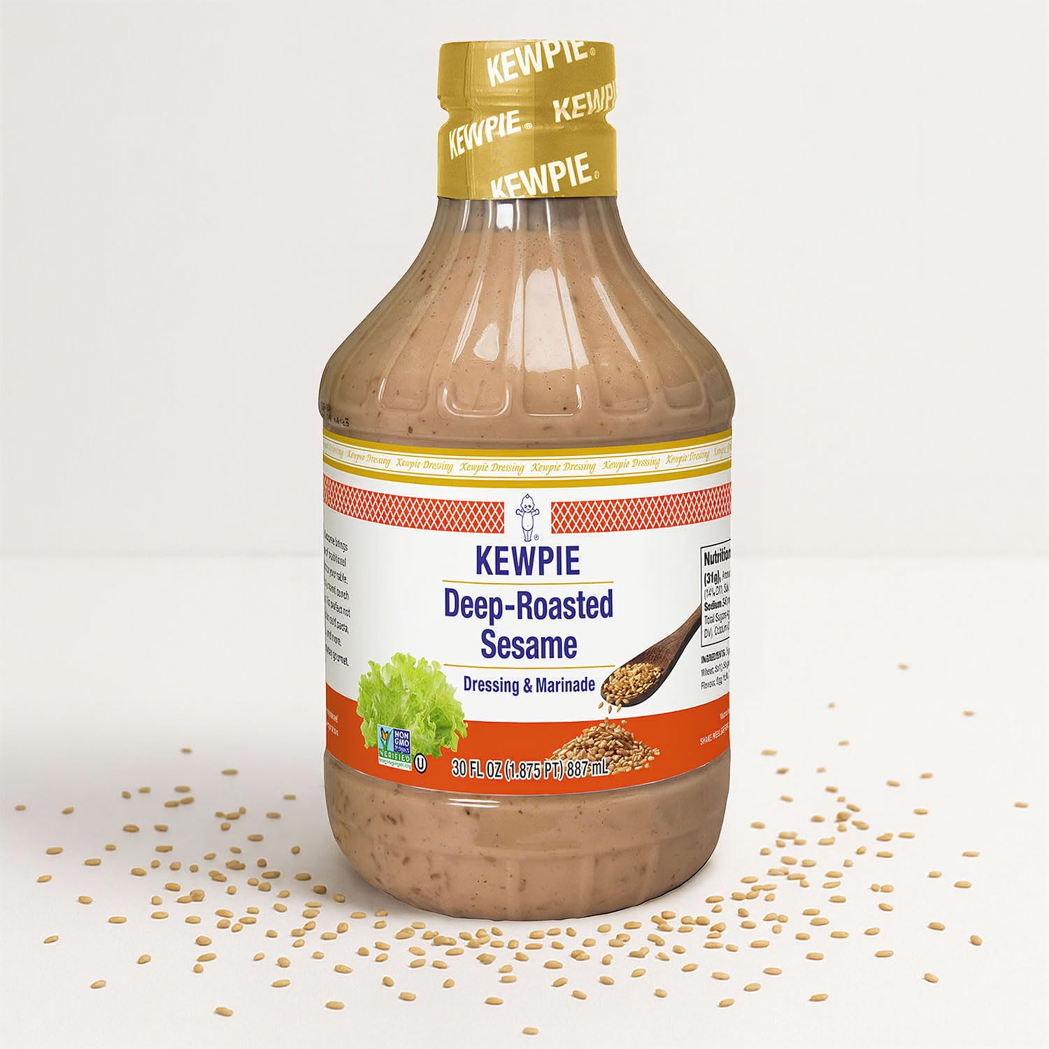 KEWPIE Deep Roasted Sesame Dressing & Marinade, Japanese-Style Salad Dressing with Creamy Umami Flavor, Non-GMO, Kosher, 30 fl oz Bottle