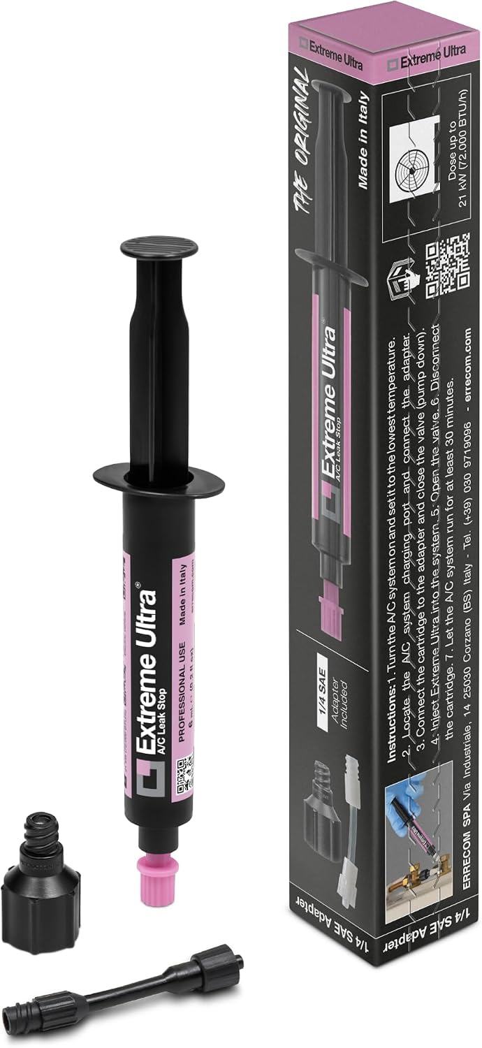 ERRECOM Extreme Ultra - 6 mL, Air Conditioning and Refrigeration Leak Stop, includes 1/4 SAE