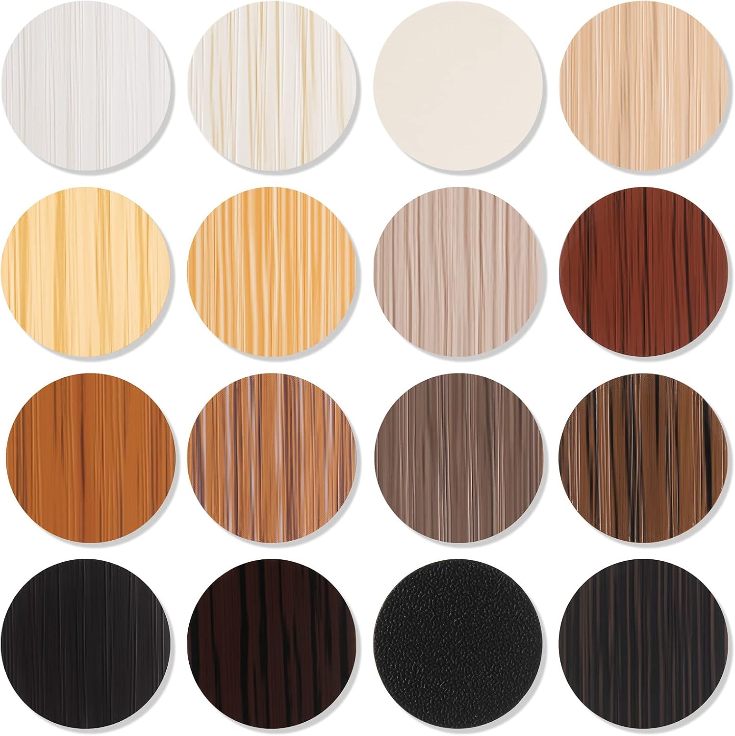 Epakh 864 Pcs Screw Hole Covers Wood Stickers, Basic Color | Waterproof PVC Adhesive Caps, for Furniture Wall Cabinets Bookcase Desk Holes, Wood Grain Decals, 16 Colors Assorted