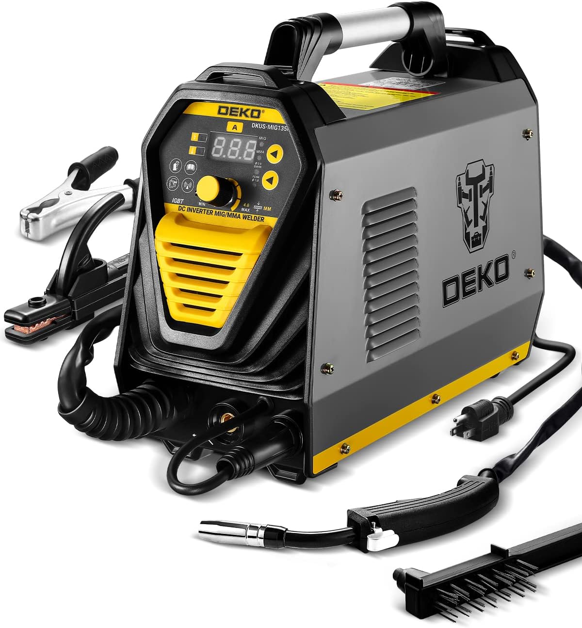 DEKOPRO 135Amp MIG/MMA Welder，110V Flux MIG/Stick/Gass MIG 3 in 1 welding machine IGBT DC Inverter