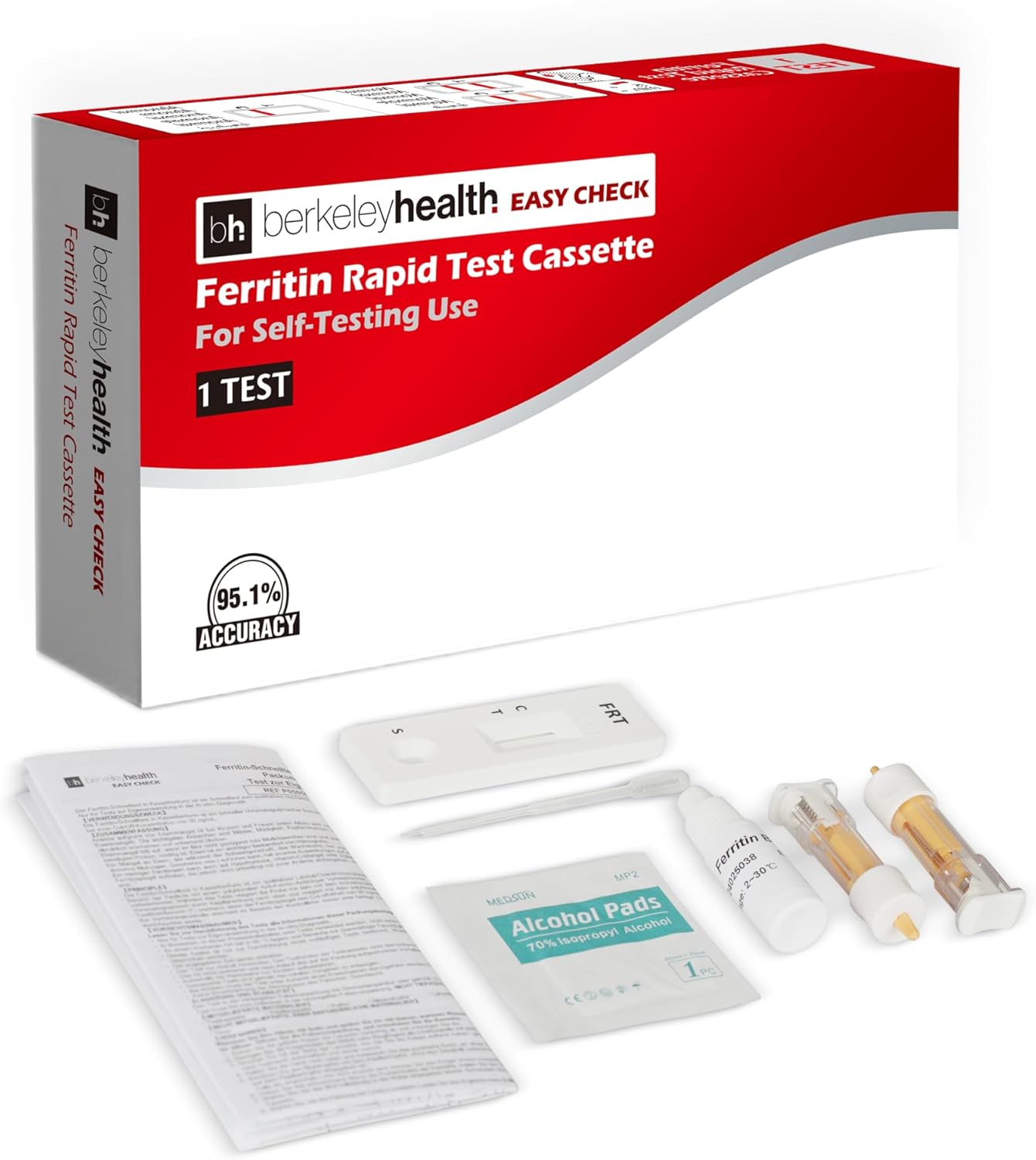 Anaemia Home Self-Test Kit – Iron Deficiency & Ferritin Blood Check – at-Home Screening with Fast Results – 95% Accuracy – 1 Pack