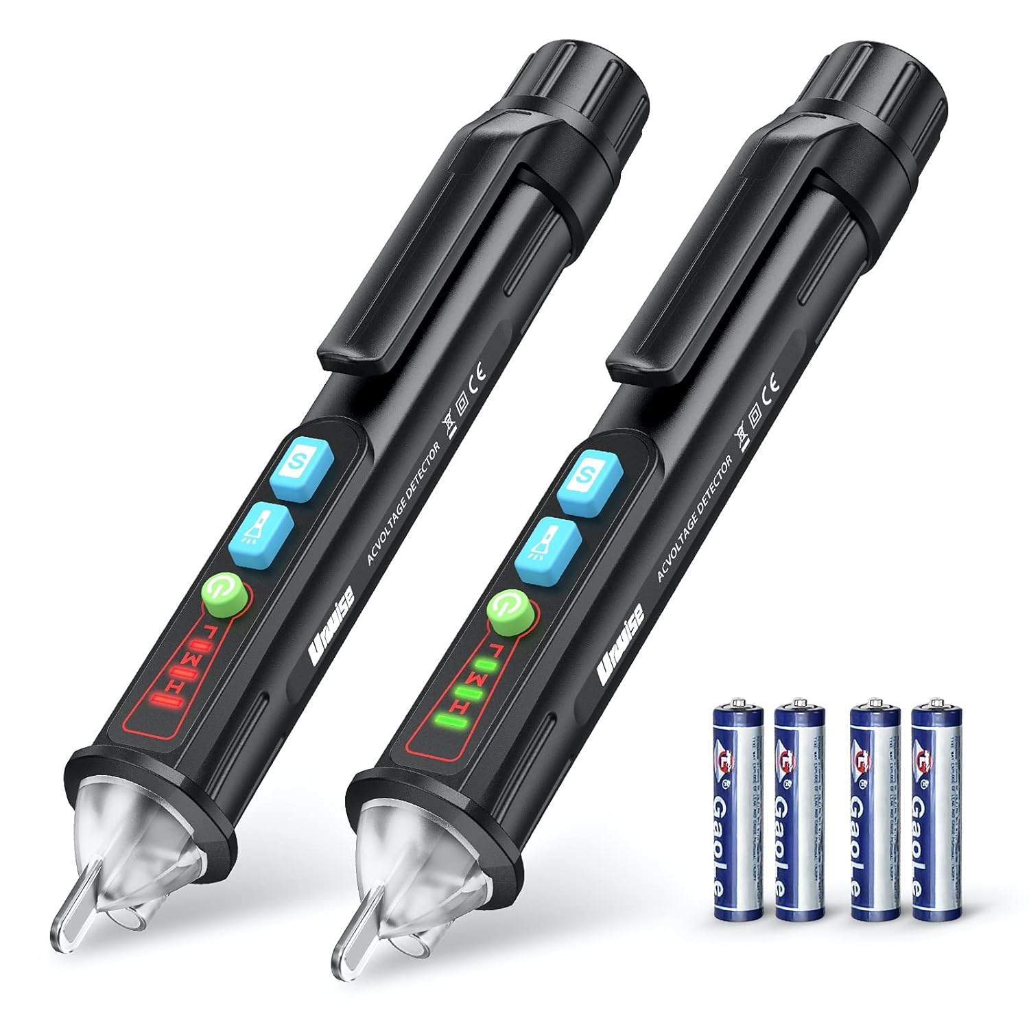 2 PCS AC Non-Contact Voltage Tester, Detector Pen with Adjustable Sensitivity, Sound and Light Alarm Mode & Live Null Wire Judgment, LED Flashlight, 12/48V~1000V, 2022 Upgrade VD11, Black