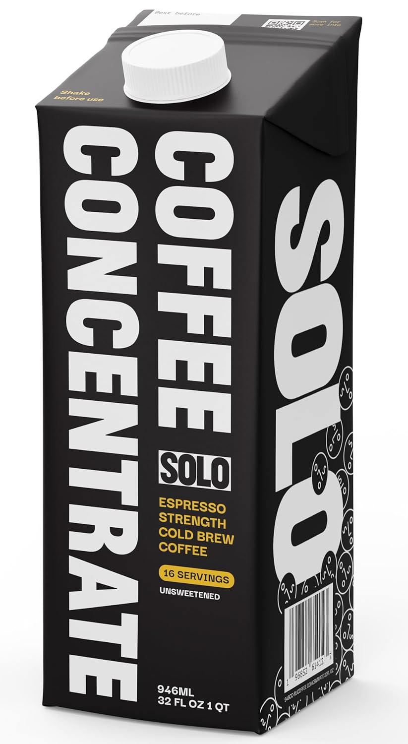 SOLO Espresso Strength Cold Brew Coffee Concentrate | No sugar | 32oz | Specialty Coffee | 20 x 1oz servings