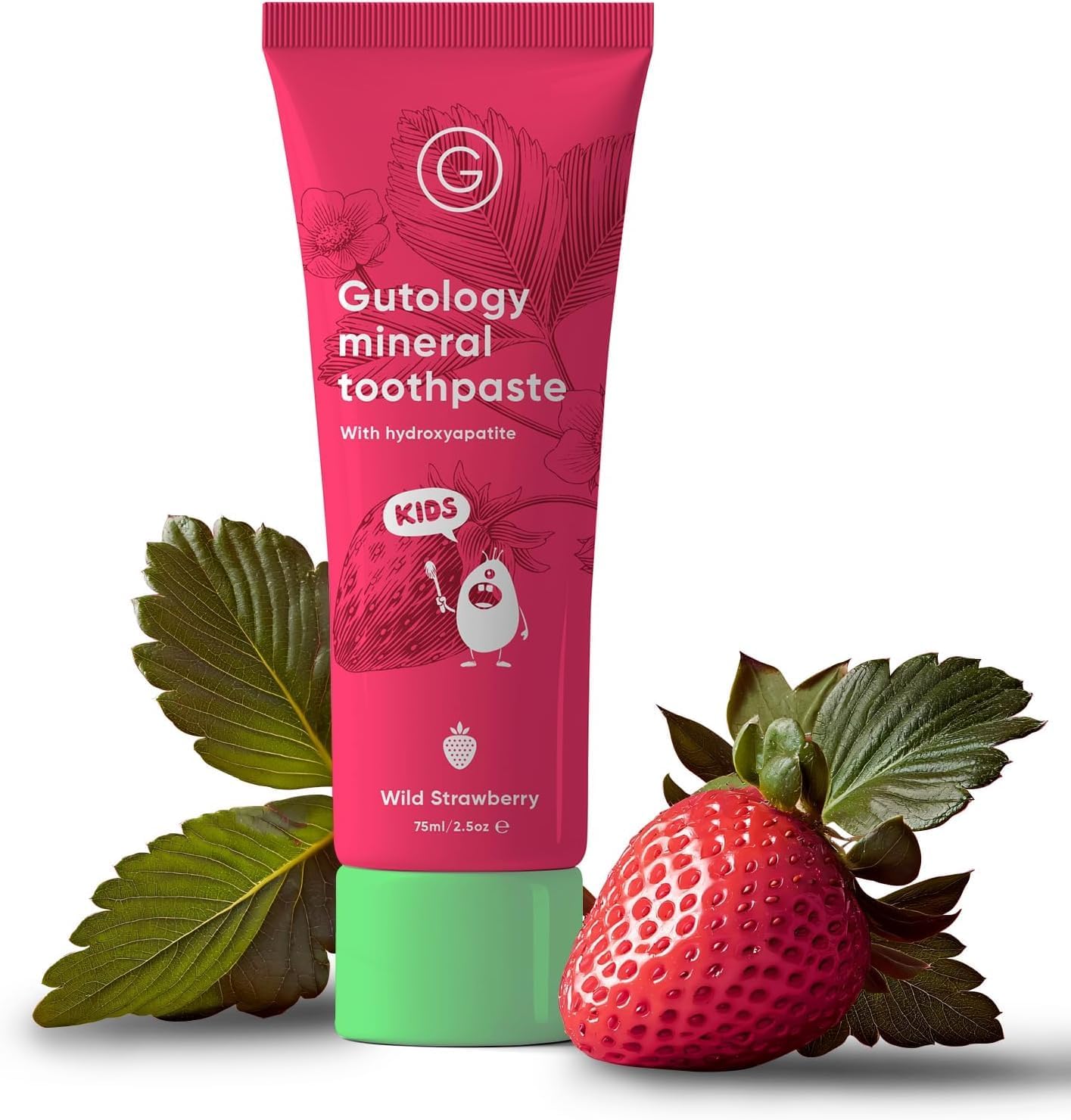 Gutology Kids Hydroxyapatite Toothpaste 75ml | Fluoride Free | Strawberry