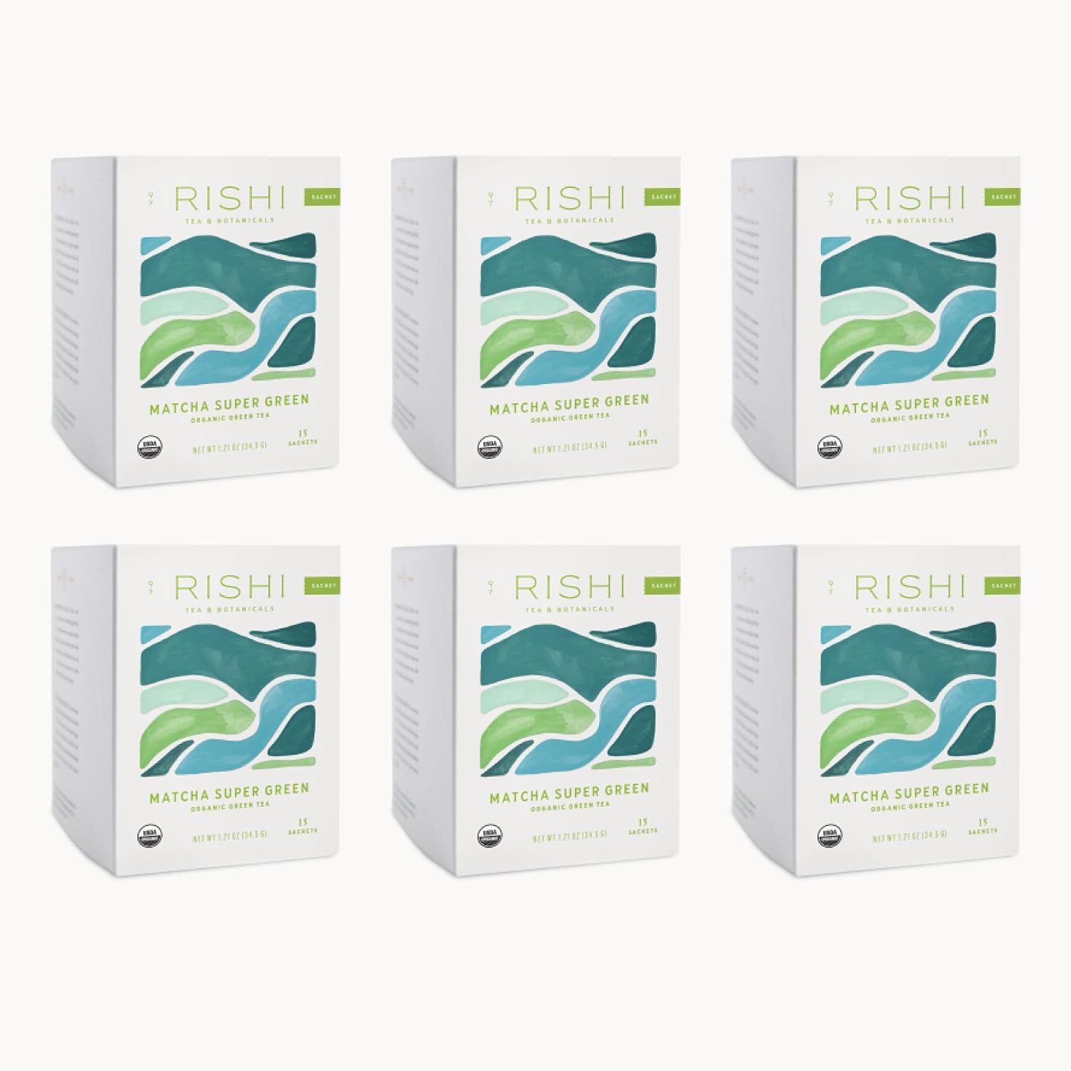 Rishi Tea Matcha Super Green Organic Sachet Tea Bags, Caffeinated, 90ct | Umami Sencha and Matcha Green Tea Blend, Antioxidant Rich, Sustainable, 90 Servings