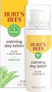 Burt's Bees Valentines Day Gifts, Calming Day Face Lotion With Aloe and Rice Milk, Soothing Face Lotion for Sensitive Skin, 98.9 Percent Natural Origin Skin Care, 1.8 oz. Bottle