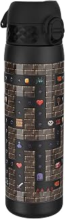 ION8 Steel Water Bottle, 600 ml/20 oz, Leak Proof, Easy to Open, Secure Lock, Dishwasher Safe, Flip Cover, Fits Cup Holders, Carry Handle, Durable, Scratch Resistant, Raised Print, Gaming Design