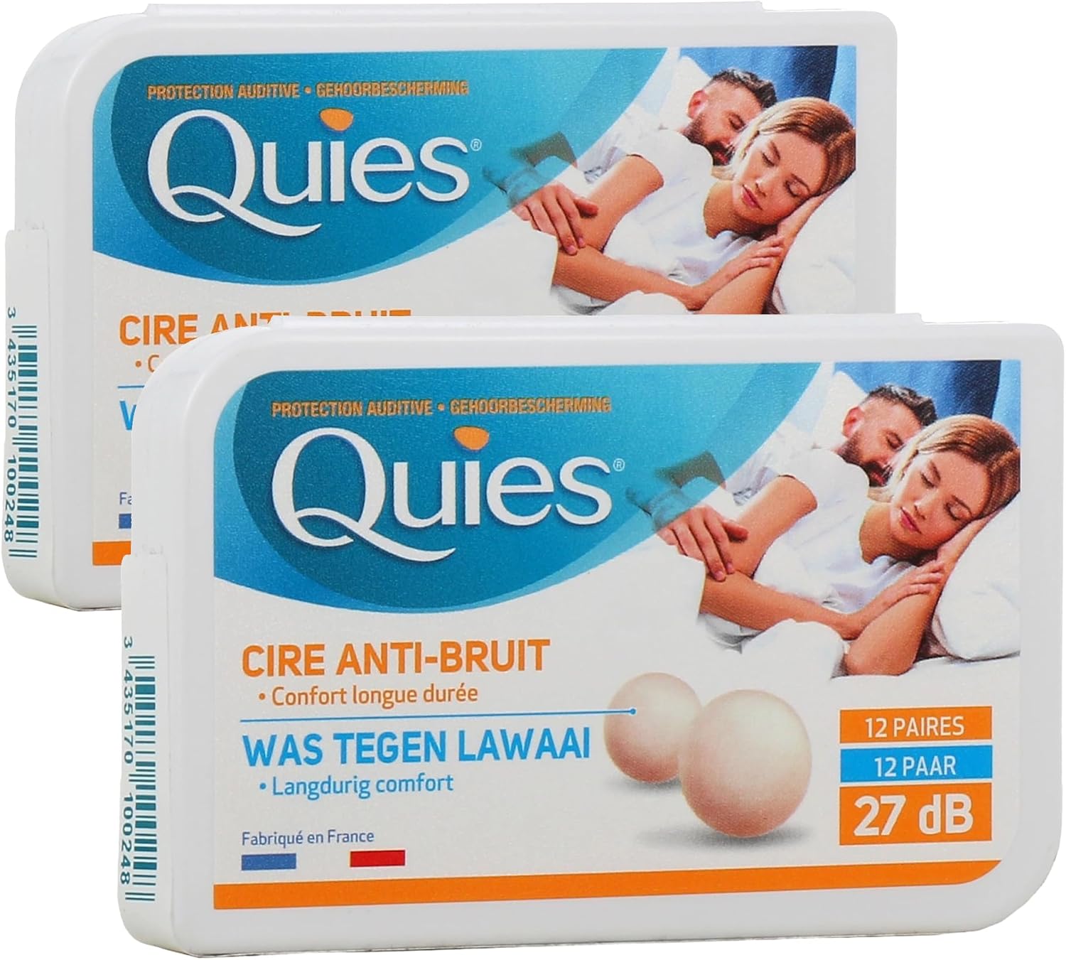 Quies - Natural Wax Ear Protection Balls - Set of 2 Boxes of 24 Balls