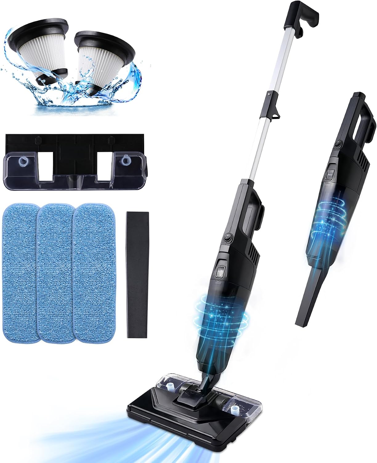 REECOO Stick Vacuum Cleaner with 3 Mop Pads Electirc Mop 600W 18kpa Powerful Suction Corded Upright Vacuum Lightweight Electric mop for Tile Hardwood Floor,Marble Cleaning