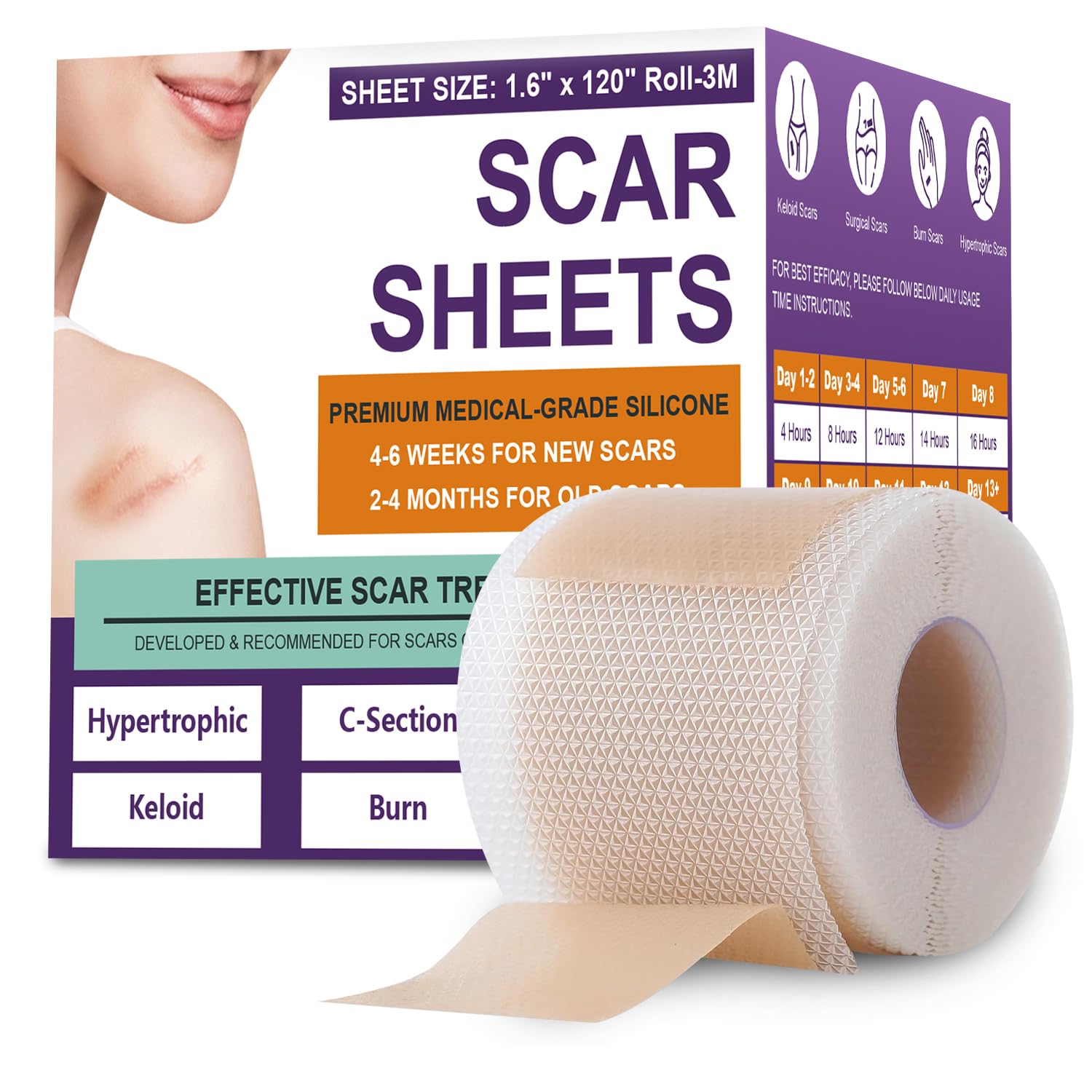 Silicone Scar Sheets, Medical Grade Silicone Scar Tape for Old & New Scars