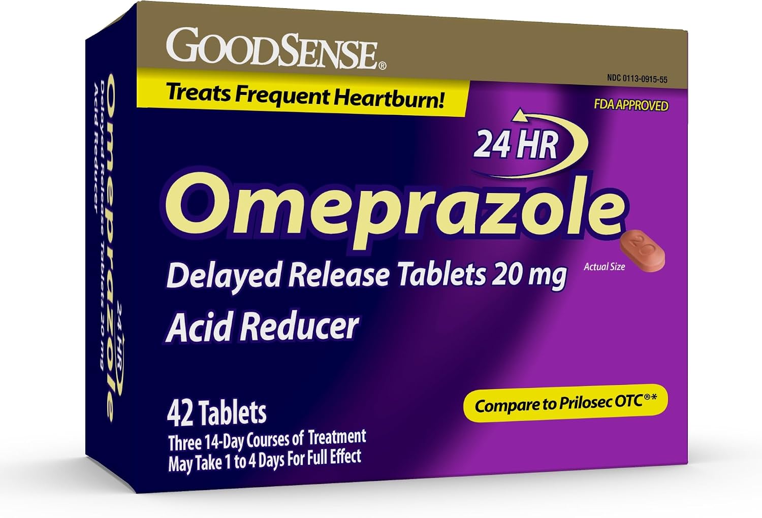 GoodSense Omeprazole Delayed Release Tablets, 20 mg, Acid Reducer for Heartburn, 42 Count