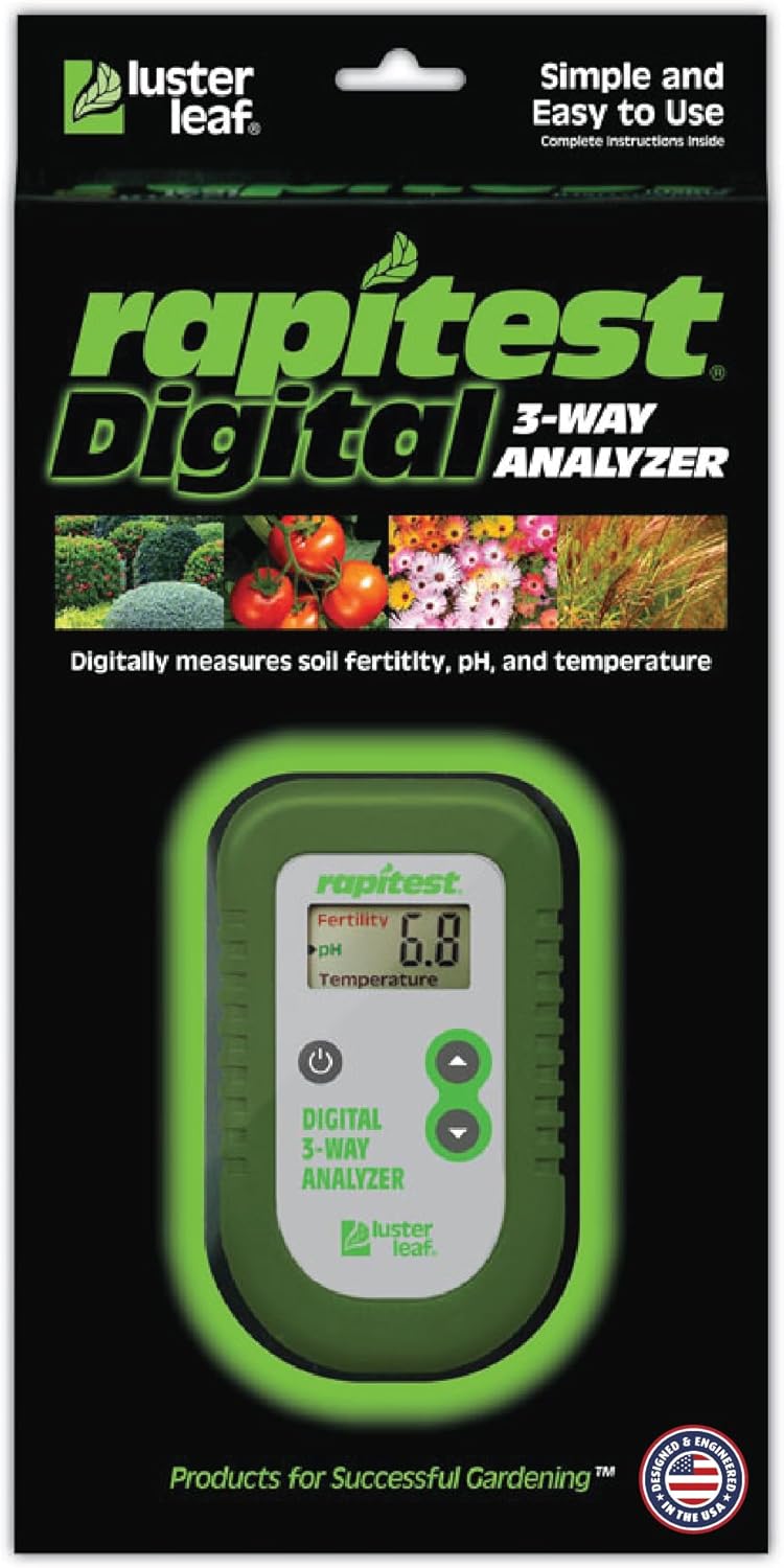 Luster Leaf Fertility and Temperature Rapitest 1835 Digital 3 Way Analyzer for Soil pH