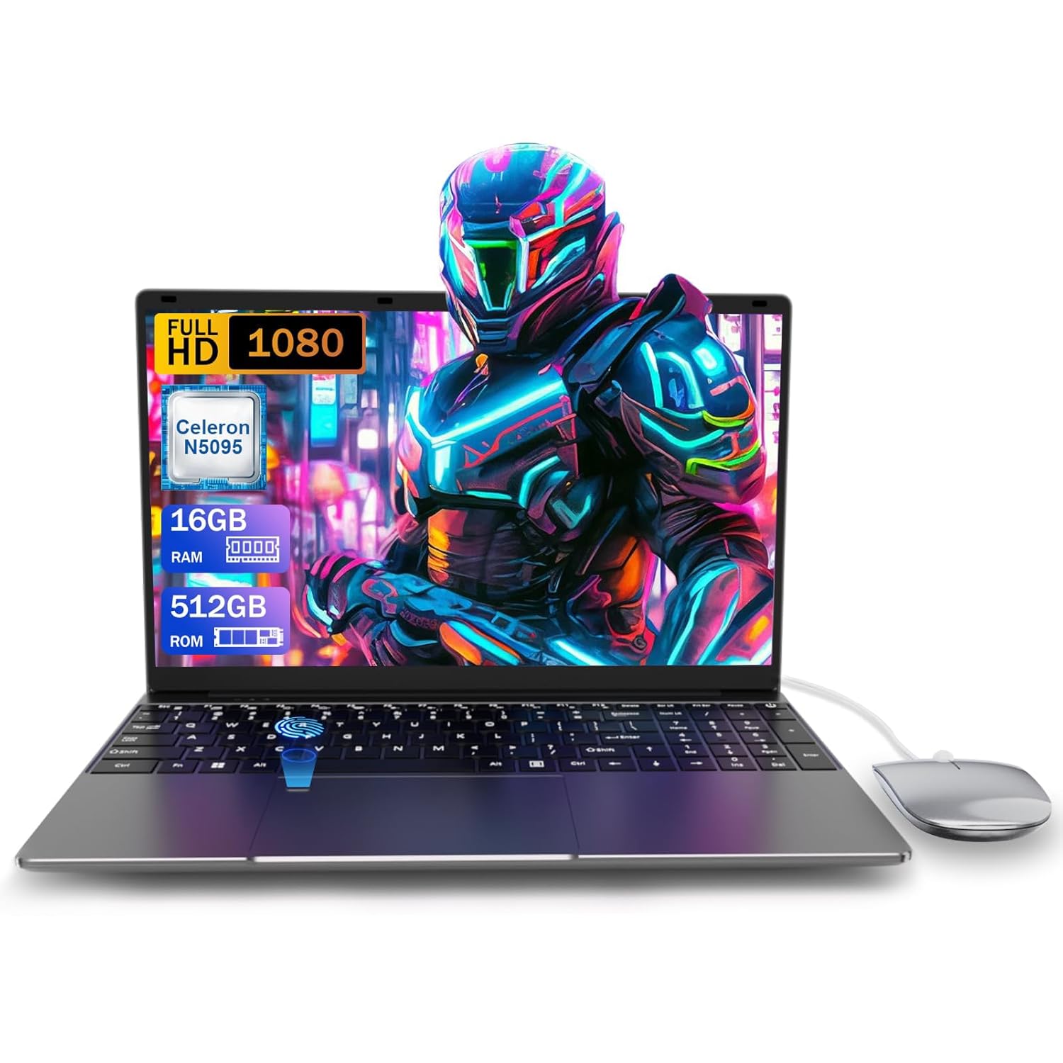 LEEDOW Laptop PC 16GB RAM LPDDR4 512GB SSD PC 15.6 inch UHD Netbook Celeron N5095 Processor Computer with Touch ID WiFi5 Bluetooth 4.2 USB 3.0