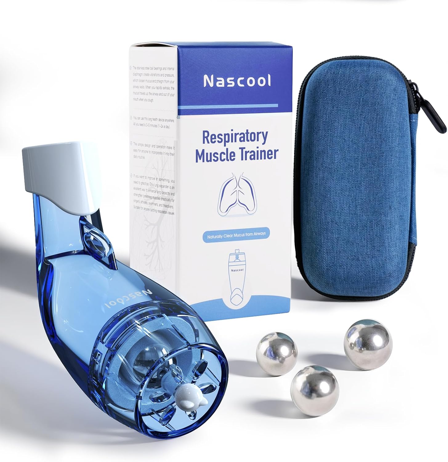 Sonmol Breathing Trainer with Travel Case, Portable Lung Trainer with 3 Resistance Steel Ball , Breathing Exercise Device for Lungs Not for Nasal Irrigation