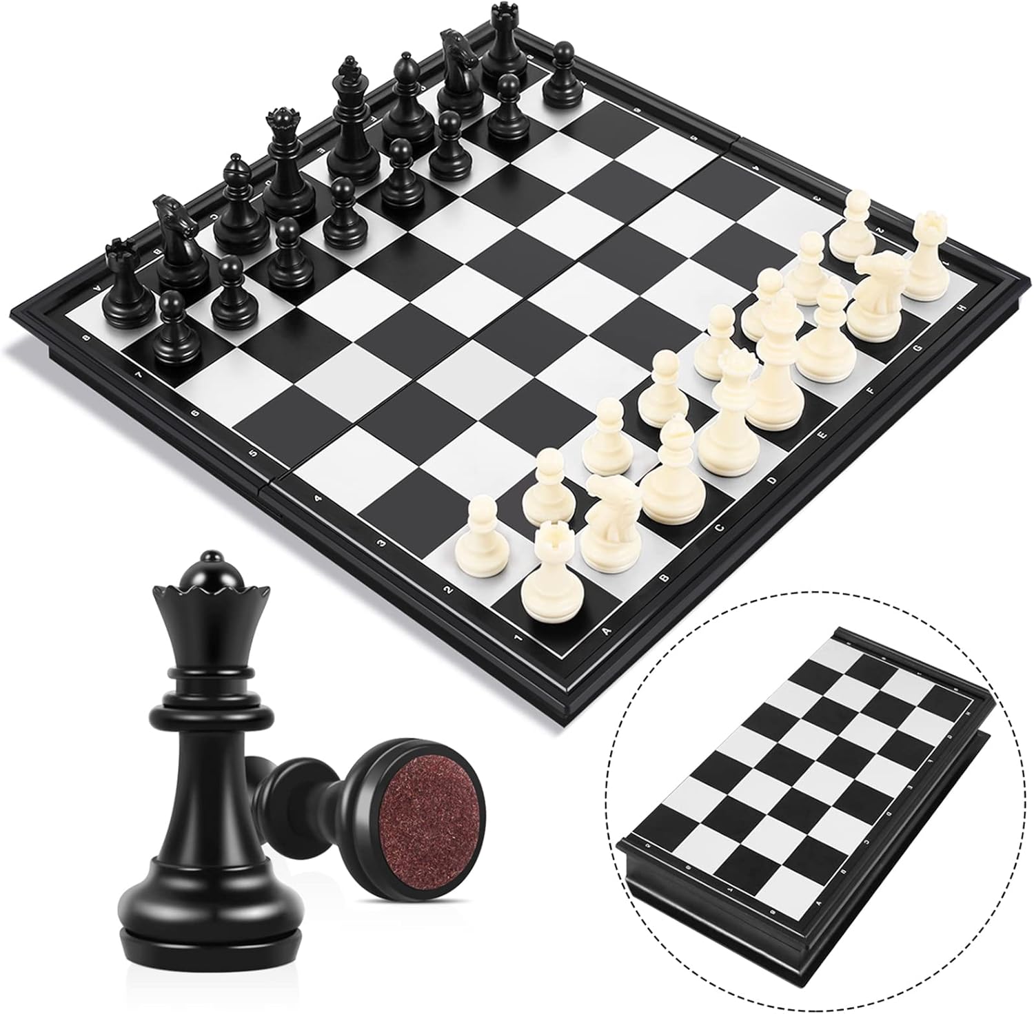 Peradix Chess Board Set Game -Travel Magnetic Chess Piece Set with Chess Folding/Portable Storage Board-Traditional Strategy Game for Kids/Children/Adults