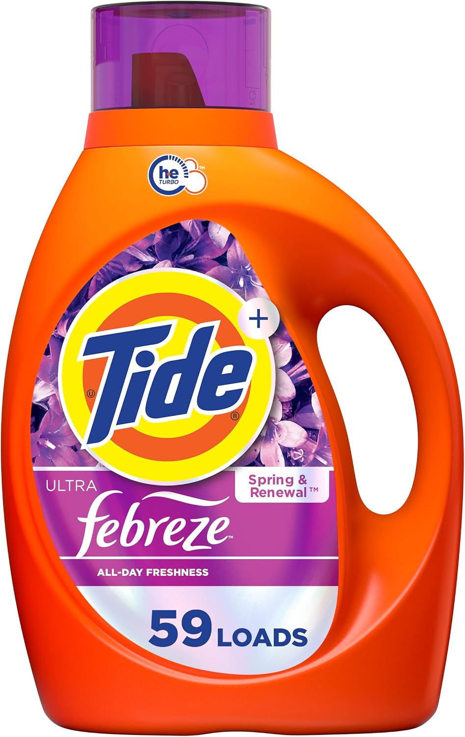Tide Plus Febreze Freshness HE Turbo Clean Liquid Laundry Detergent, Spring & Renewal Scent, 84 fl oz, 59 loads