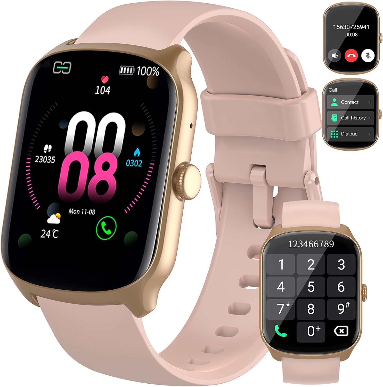 Smart Watch for Men Women, 1.95" HD Curved Screen Smartwatch, Heart Rate/Sleep Monitor Fitness Watches, 112+ Sports Modes Activity Trackers, IP68 Waterproof Watch for Android iOS, Pink