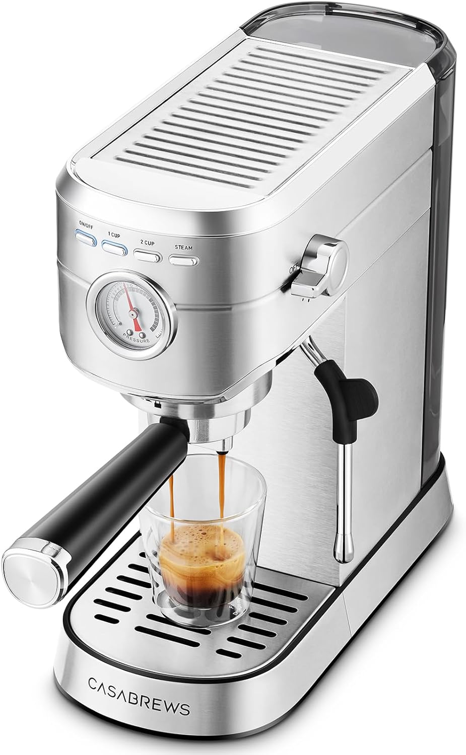 CASABREWS CM5418 Espresso Machine 20 Bar, Barista Espresso Maker with Steam Milk Frother, Stainless Steel Coffee Machine with 1L Removable Water Tank for Cappuccino, Latte, Silver