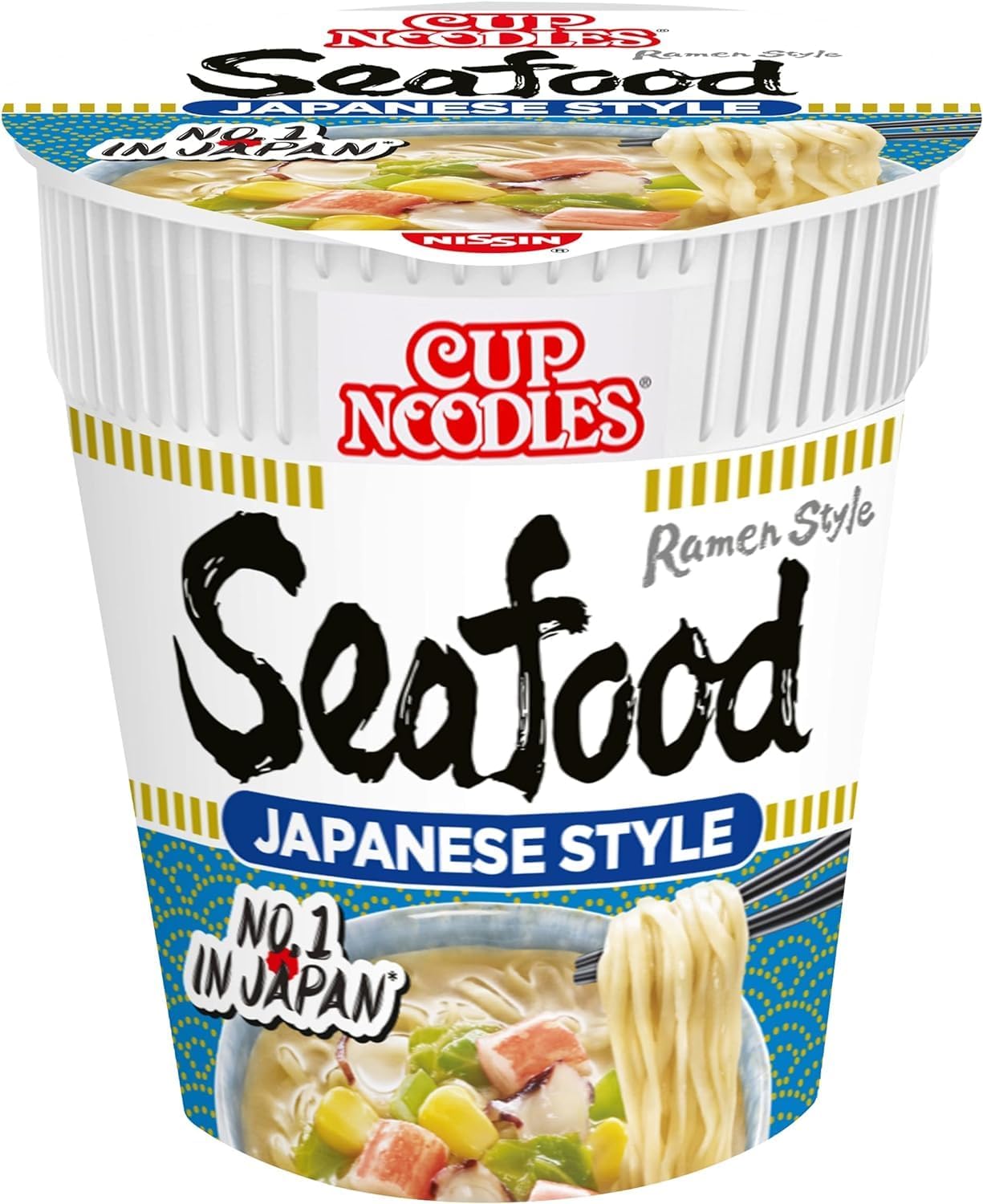 NISSIN Kaisen Seafood Flavoured Instant Noodles, 75 g Pot (8-Pack)