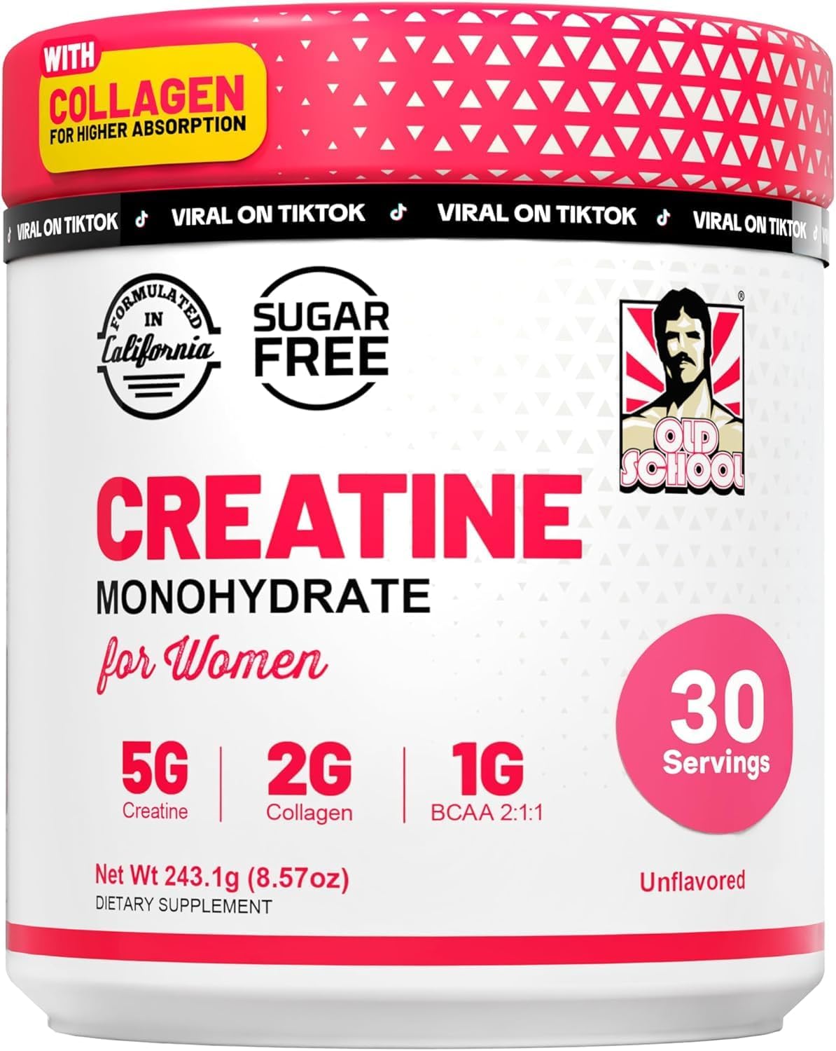 Old School Labs Creatine for Women with Collagen and BCAA, Unflavored