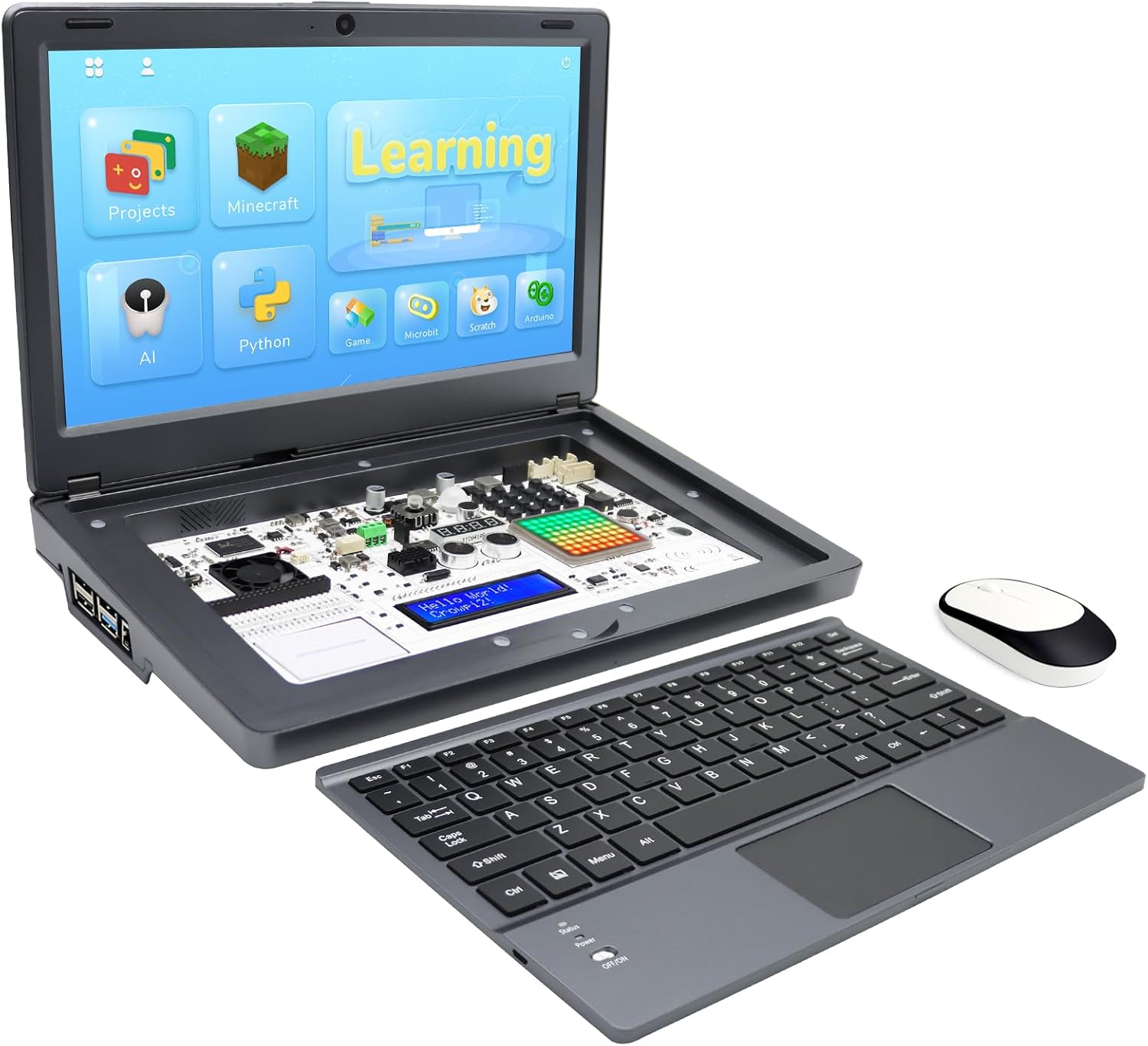 ELECROW for Raspberry Pi 5 8GB Kit, with Pi 5 8GB Single Board Computer, Crowpi2 - All in One Kit for Raspberry Pi Laptop with 11.6inch Display, Learning Programming Kit with Sensors (8GB RAM)