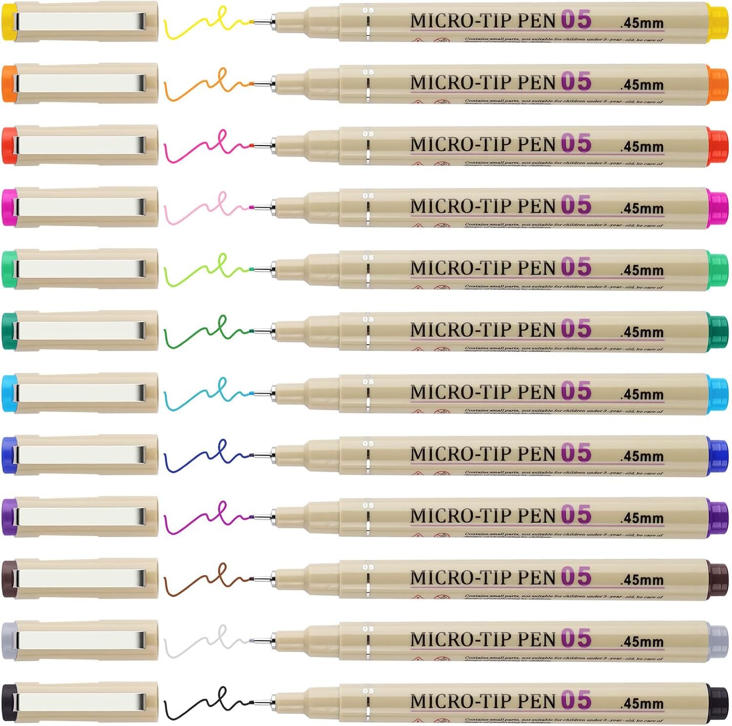 [12 Colors] 05 Micro, Fineliner Pen Set Ink, Fine Point Pen,Multi-liner, Sketching, Anime,Artist Illustrating/Technical Drawing,Office Documents