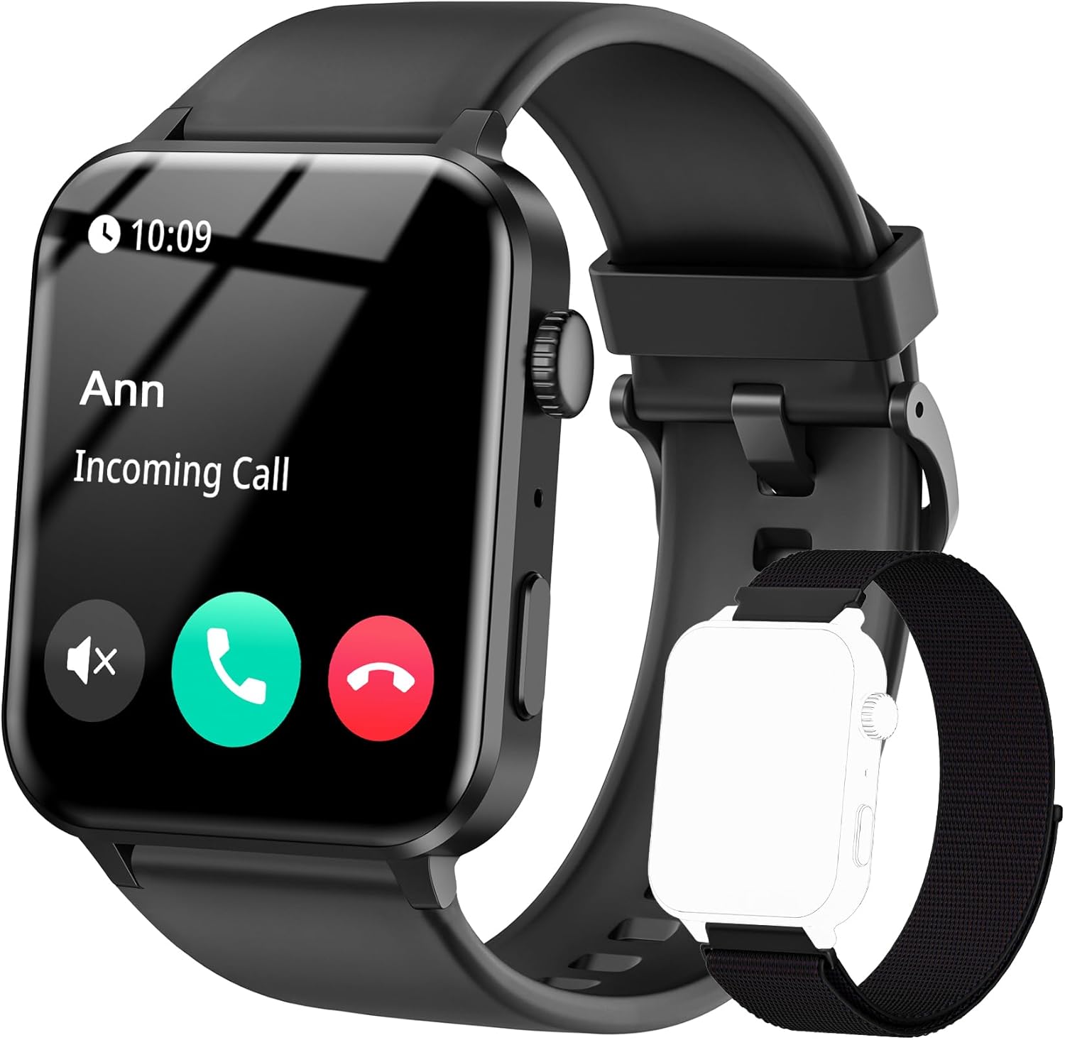 IOWODO Smart Watch for Men Women - 1.85''HD Screen with Make and Answer Calls, with AI Voice Assistant, SpO2/Heart Rate/Sleep Monitor, 100+ Sports Modes, Smartwatch for Android and iOS (2 Straps)