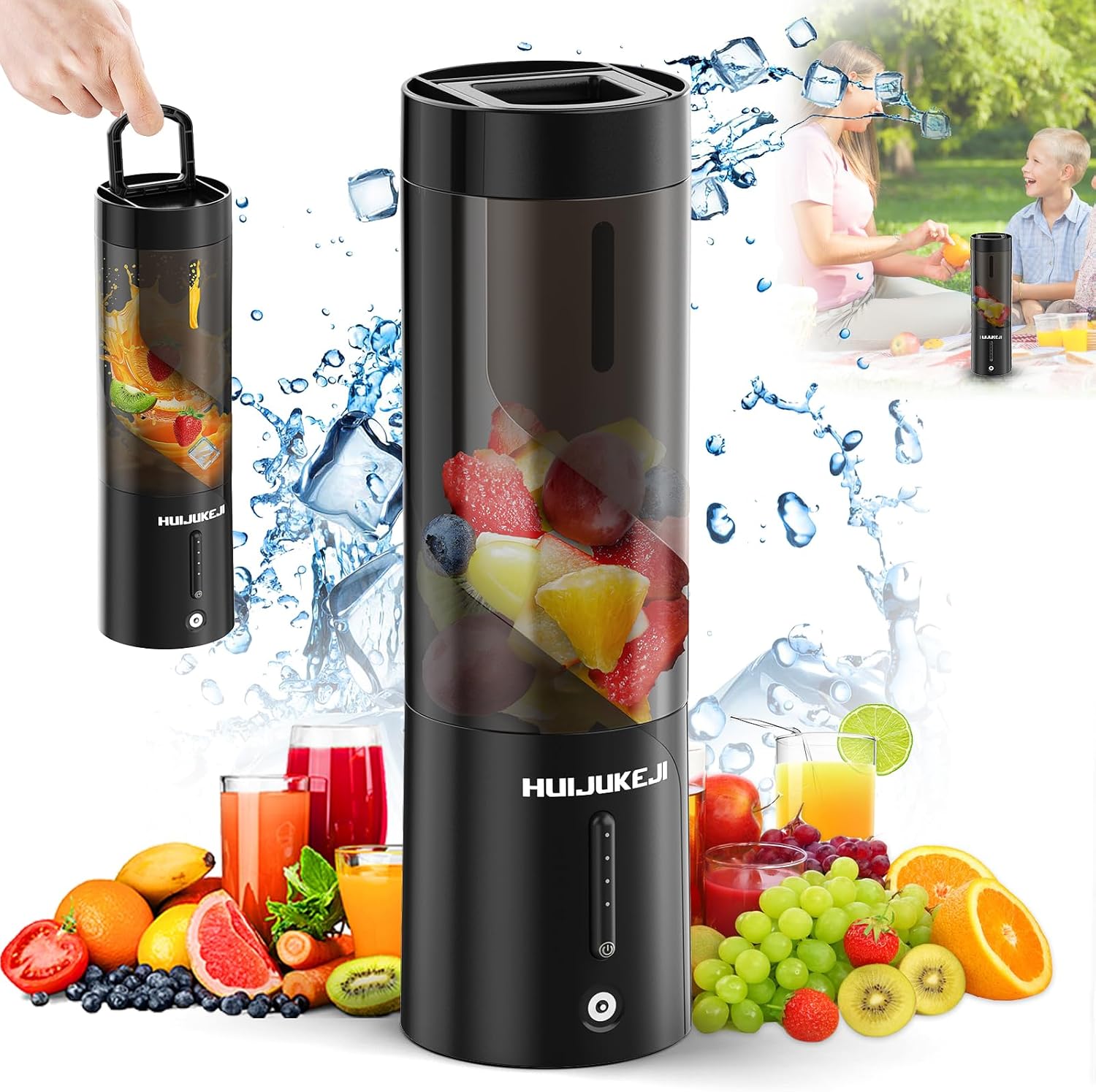 Portable Blender QYCHHJ Upgraded 15Oz Personal Size Blender for Shakes and Smoothies Mini Blender with 6 Blades Mini Mixer Magnetic charging for Baby Food,Gym,Mothers Day