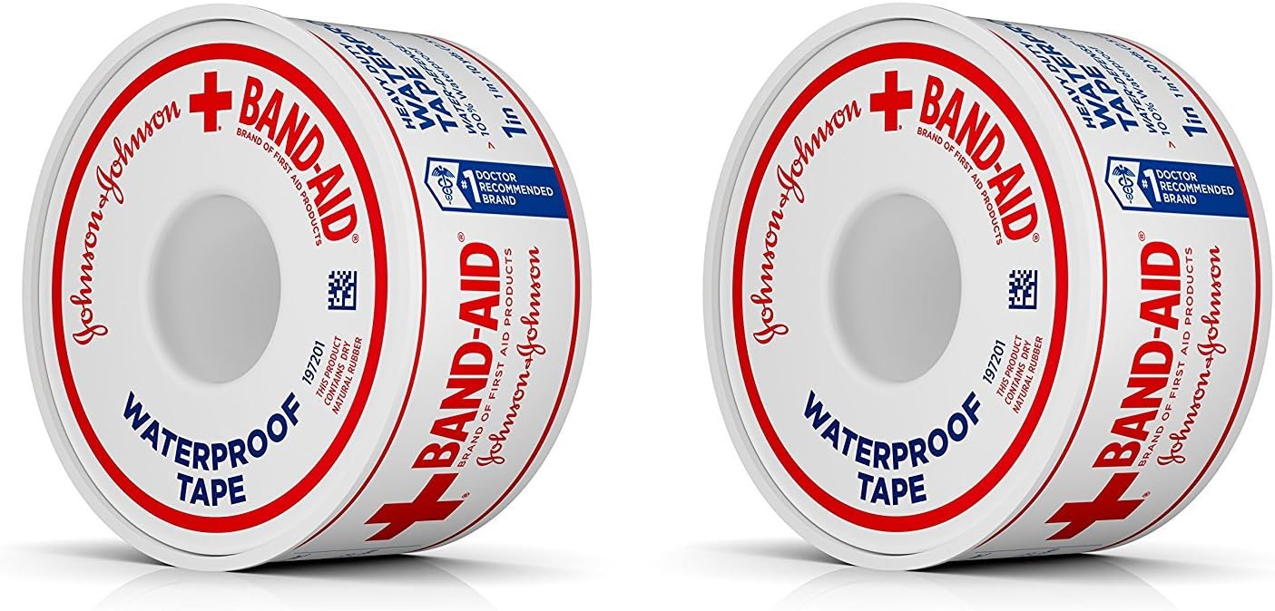 Band-Aid Brand of First Aid Products 100% Waterproof Self-Adhesive Medical Tape Roll to Secure Bandages, Durable First Aid Wound Care Bandaging Tape, 1 Inch by 10 Yards (Pack of 2)
