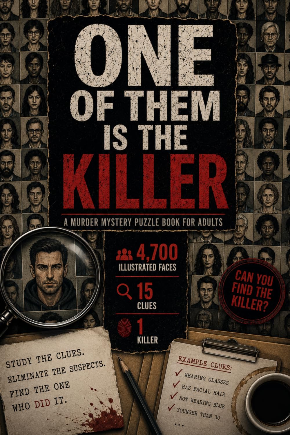 One of Them Is the Killer: A Deduction Puzzle Book for Adults – Examine 4,700 Faces, Follow 15 Clues, Find the Killer