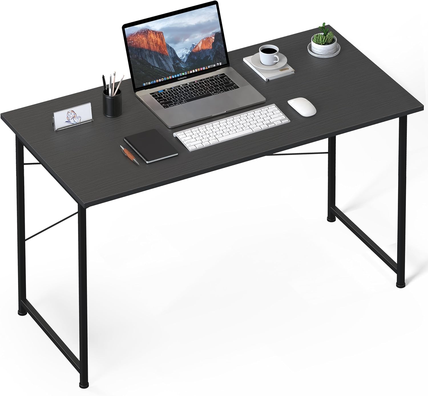HealSmart Home Office Computer Desk, Modern Style Design with Headphone Hooks for Working, Writing and Gaming, 32 Inch, 47 Inches, Black