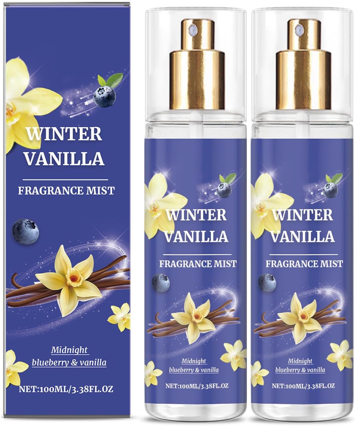 Vanilla Perfume with Vanilla Extract, Vanilla Skin Eau De Parfums, Vanilla Body Concentrated Spray, Women's Perfume, Natural and Fresh Eau De Toilette (2 Pieces)