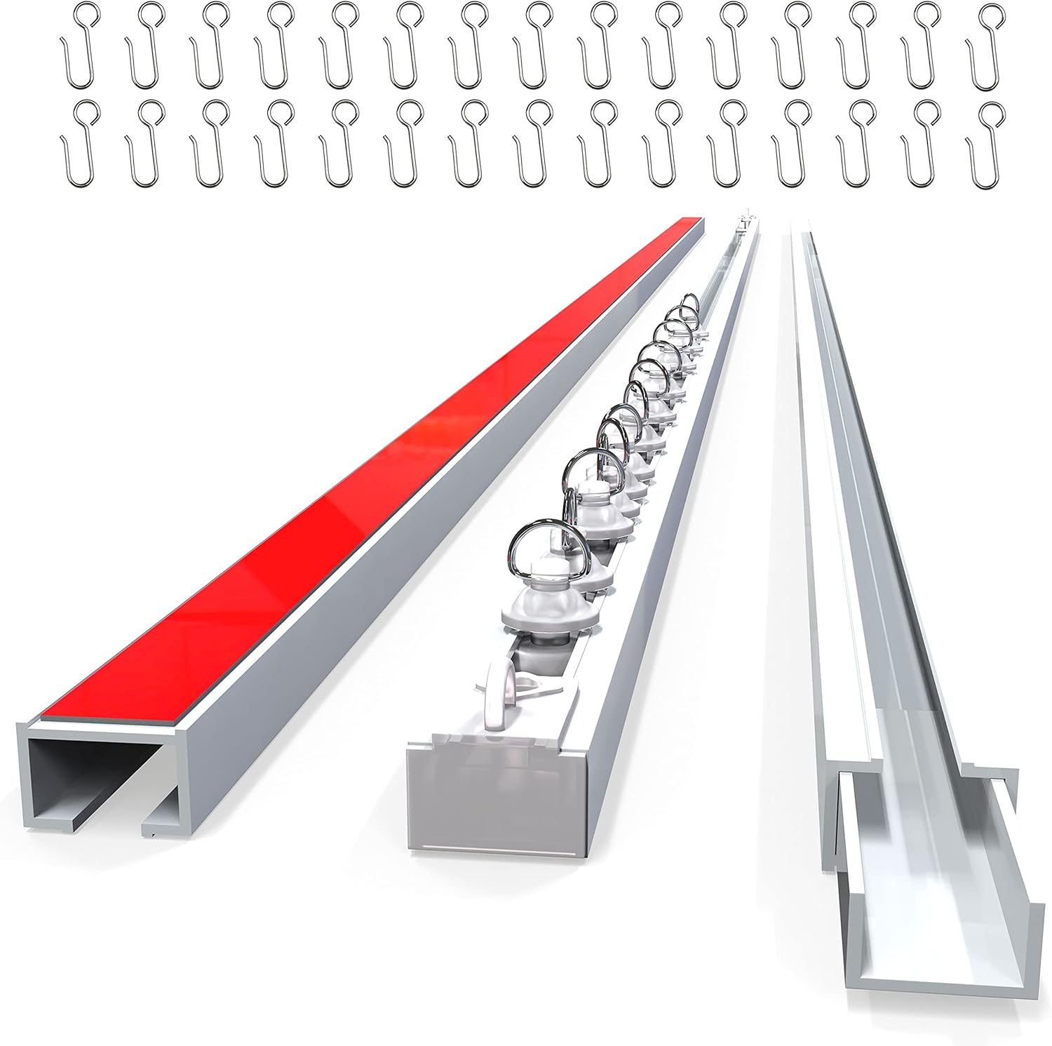 UrbanRed Self Adhesive Ceiling Curtain Track Ceiling Mount, Track for Curtains 9.8FT (3m) for Smooth Wall - No Drill, Screws, Adhesive Curtain Rod (Non-Flexible)