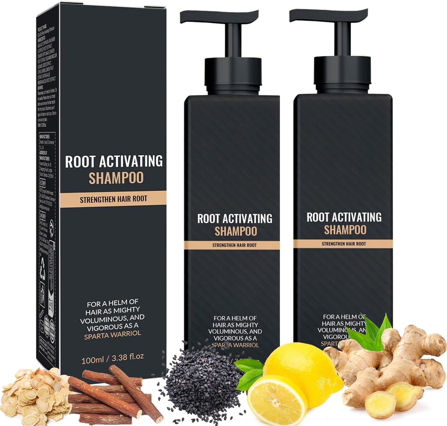 2pcs Root Activator Shampoo,Mane Root Activator Shampoo for Man,Unisex Hair ThickeningShampoo that Repairs,Smooths & Strengthens,Hair Restoration Solution
