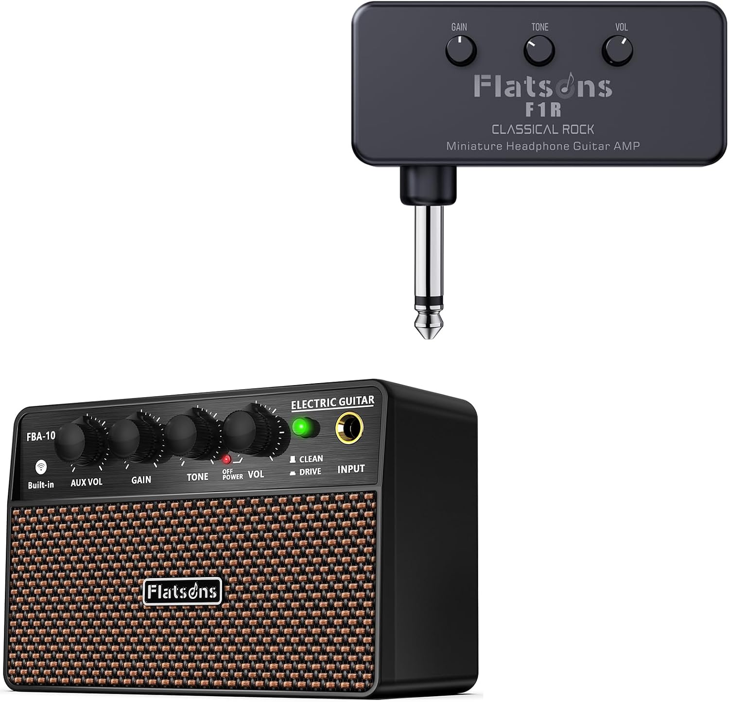FBA-10 10W Mini Electric Guitar, F1R Mini Guitar Headphone Amp 3.5mm Earbud/AUX Jack